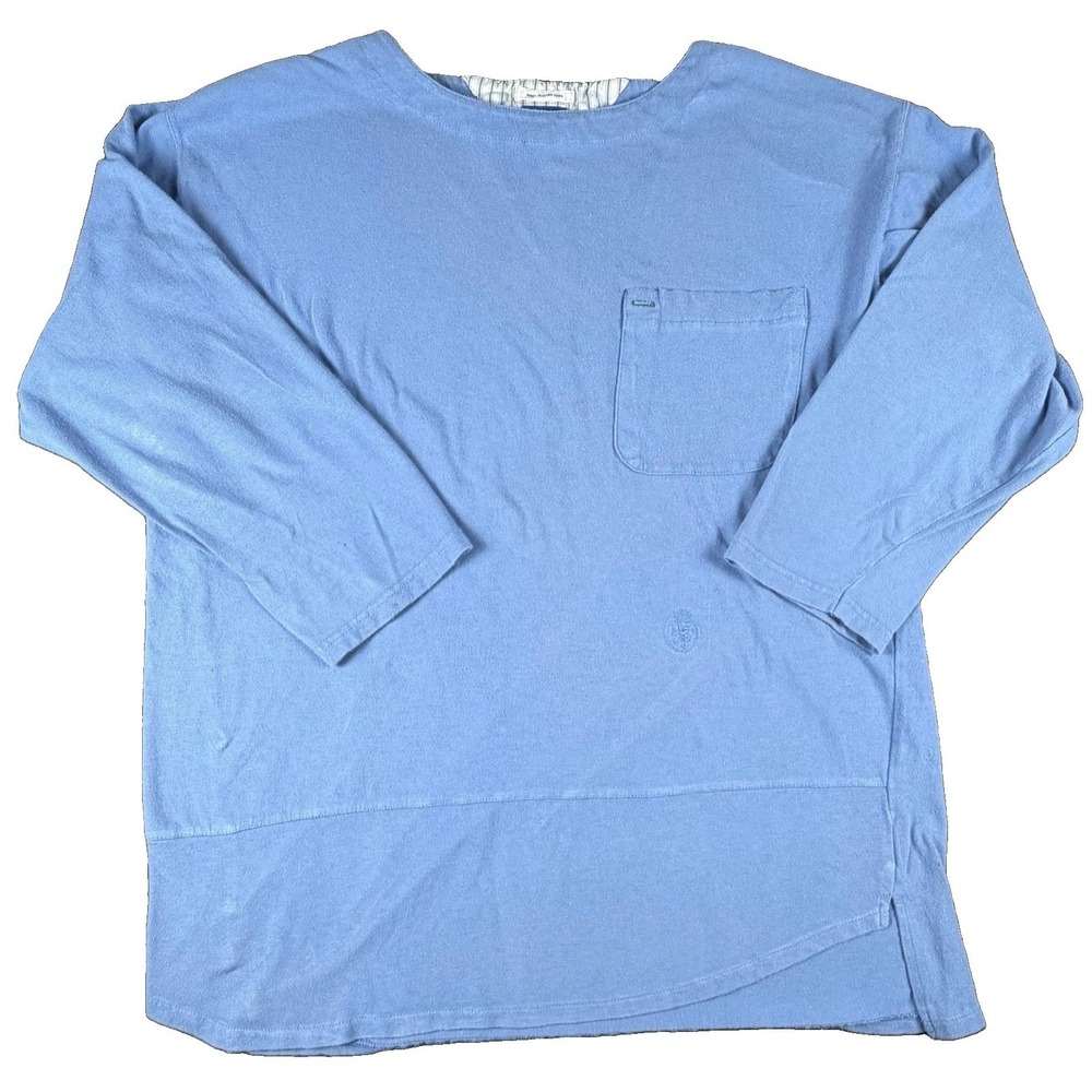 Vintage Tommy Hilfiger Shirt Mens Small Blue 3/4 Sleeve Pocket Tee Hong Kong
